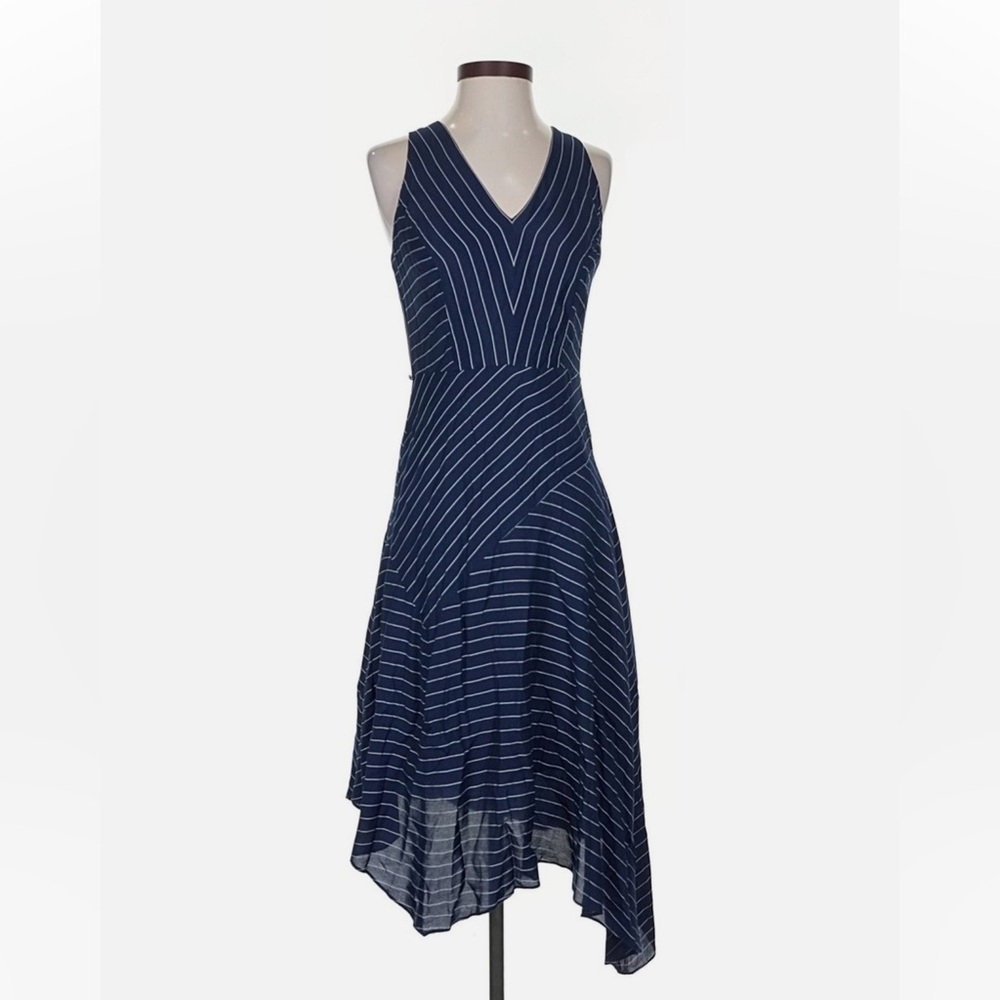 WHBM Elegant Navy Striped Dress
